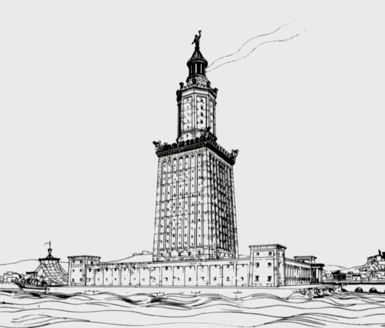 Hermann Thiersch's 1909 reconstruction drawing of the Pharos of Alexandria