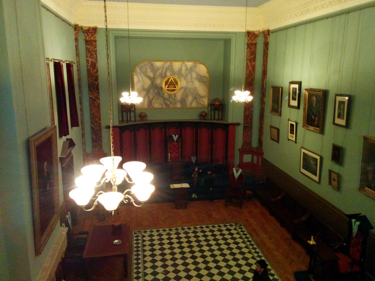 Period Masonic Lodge interior